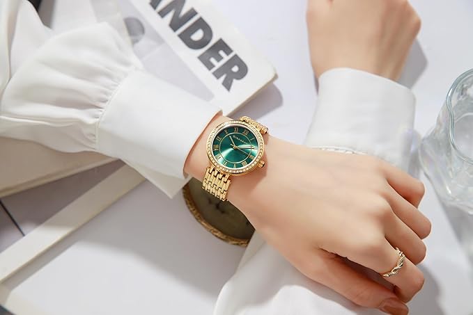 Giordano Eleganza Collection Round Analog Watch for Women, Diamond-Set with Metal Strap Ladies Water Resistant Wrist Watch - A2083 - Image 3