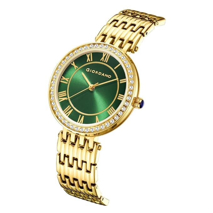 Giordano Eleganza Collection Round Analog Watch for Women, Diamond-Set with Metal Strap Ladies Water Resistant Wrist Watch - A2083 - Image 4